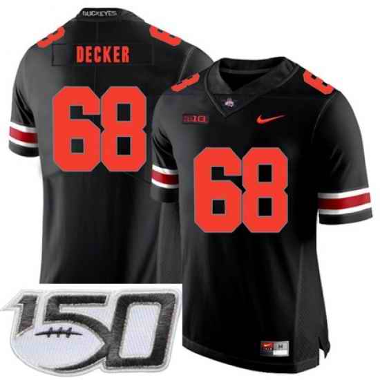 Ohio State Buckeyes 68 Taylor Decker Black Shadow Nike College Football Stitched 150th Anniversary Patch Jersey